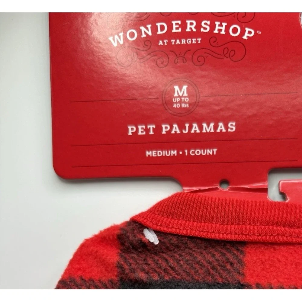 NWT Wondershop at Target Medium Black Red Buffalo Checker Pet Pajamas‎